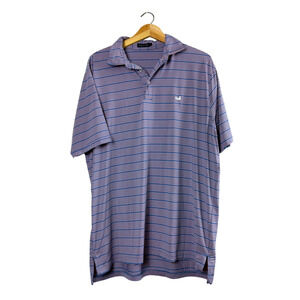 Pink and Blue Striped Men's Southern Marsh Polo L